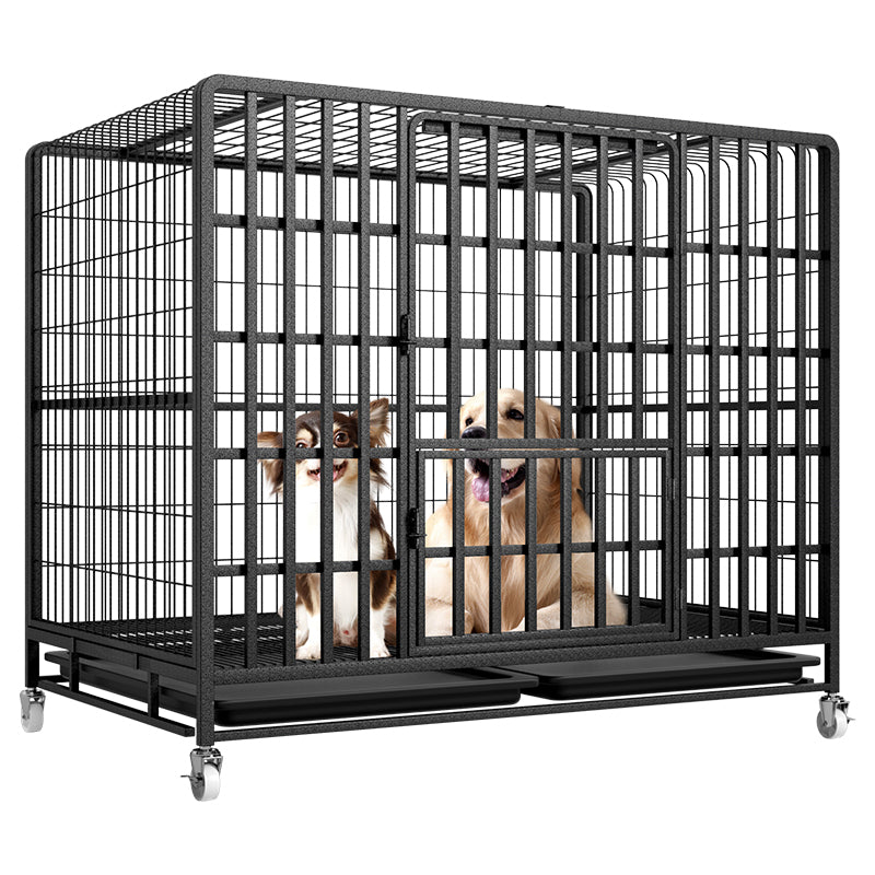 Black metal dog on sale kennel