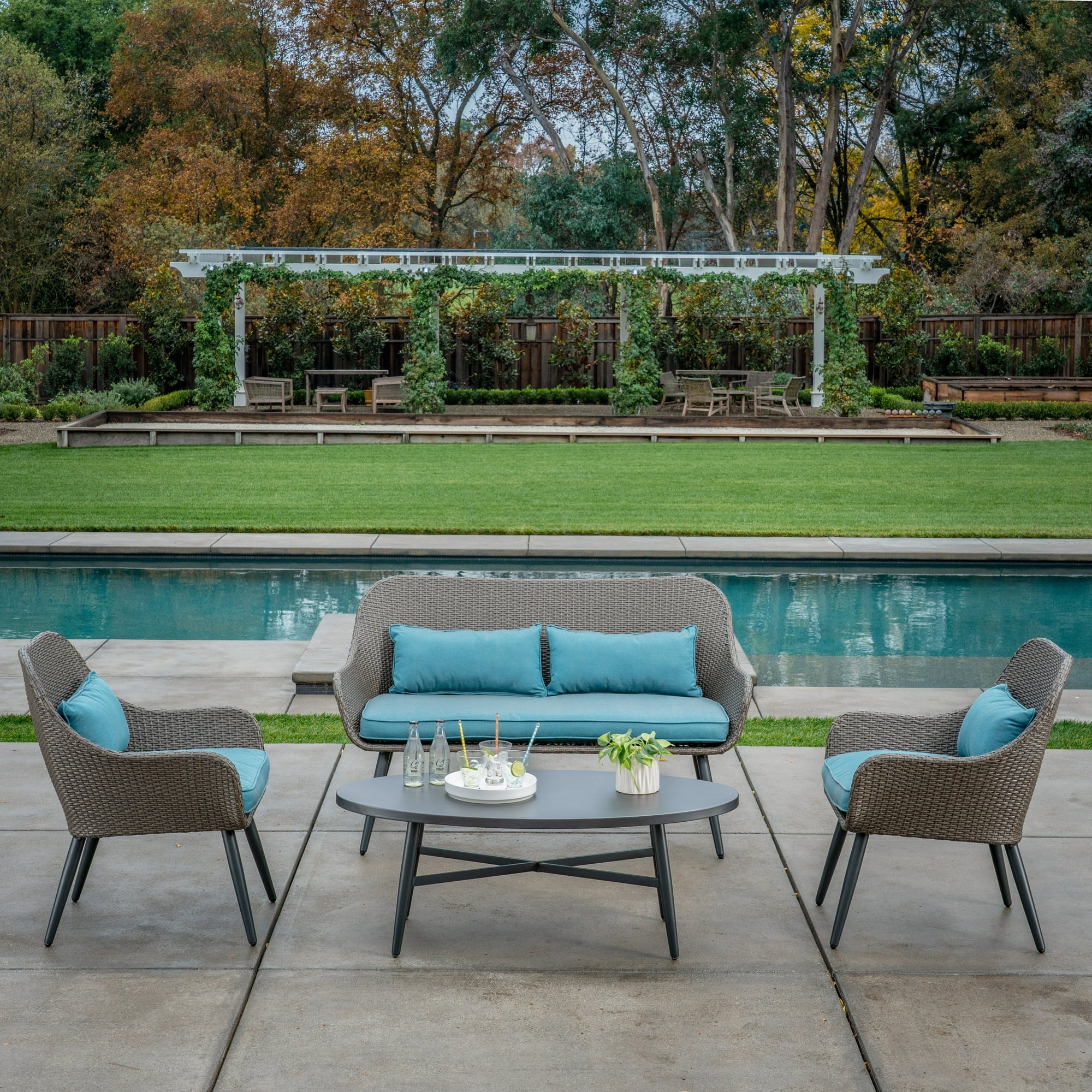 Garden Outdoor Conversation Set Rattan Sofa Chairs Coffee Table Set