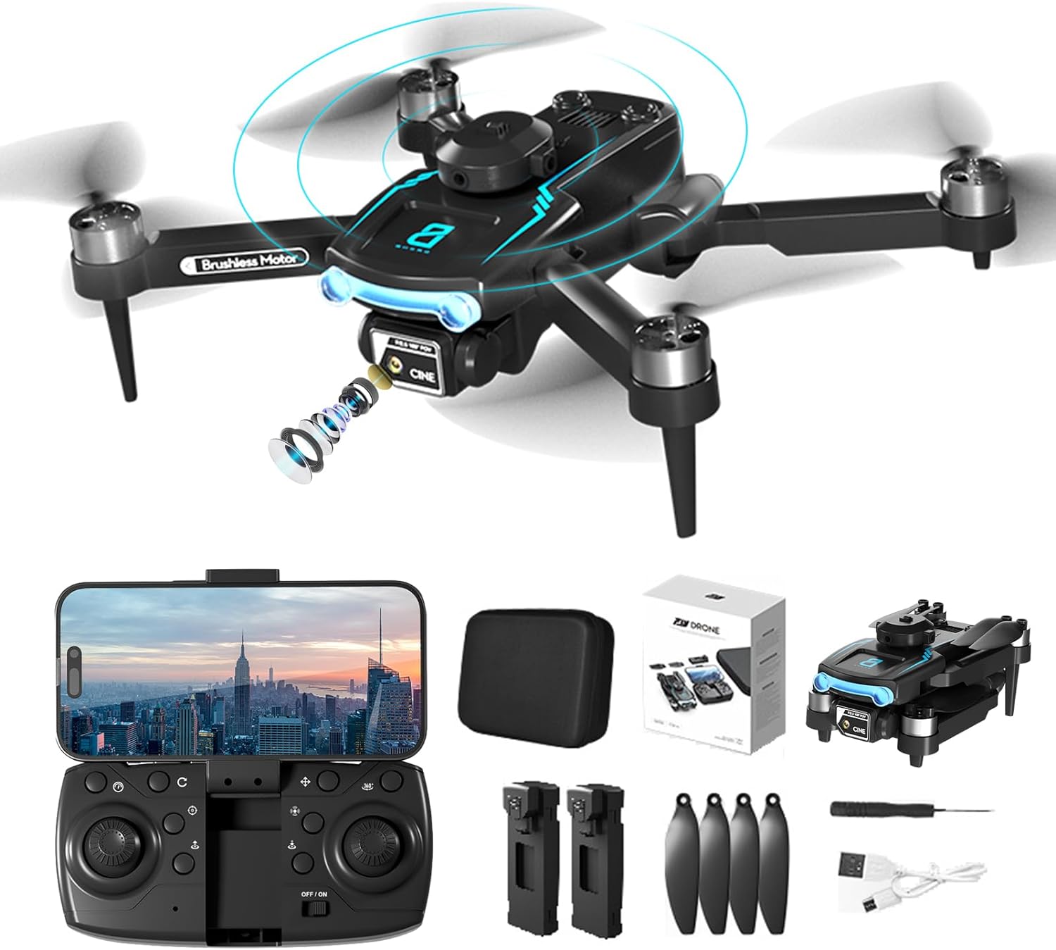 Foldable Obstacle Avoidance RC Drone with Dual Camera Optical Flow Positioning