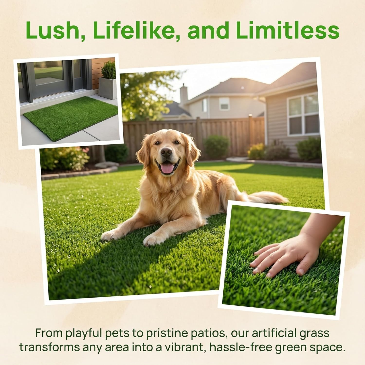 40mm Artificial Grass Natural Looking - Pet Friendly Fake Turf for Garden Patio NZ Stock