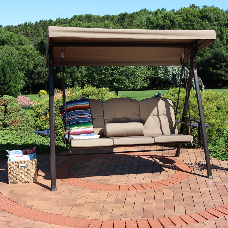 Garden Swing Chair Canopy 3 Seater Outdoor Furniture With Seat Cushion