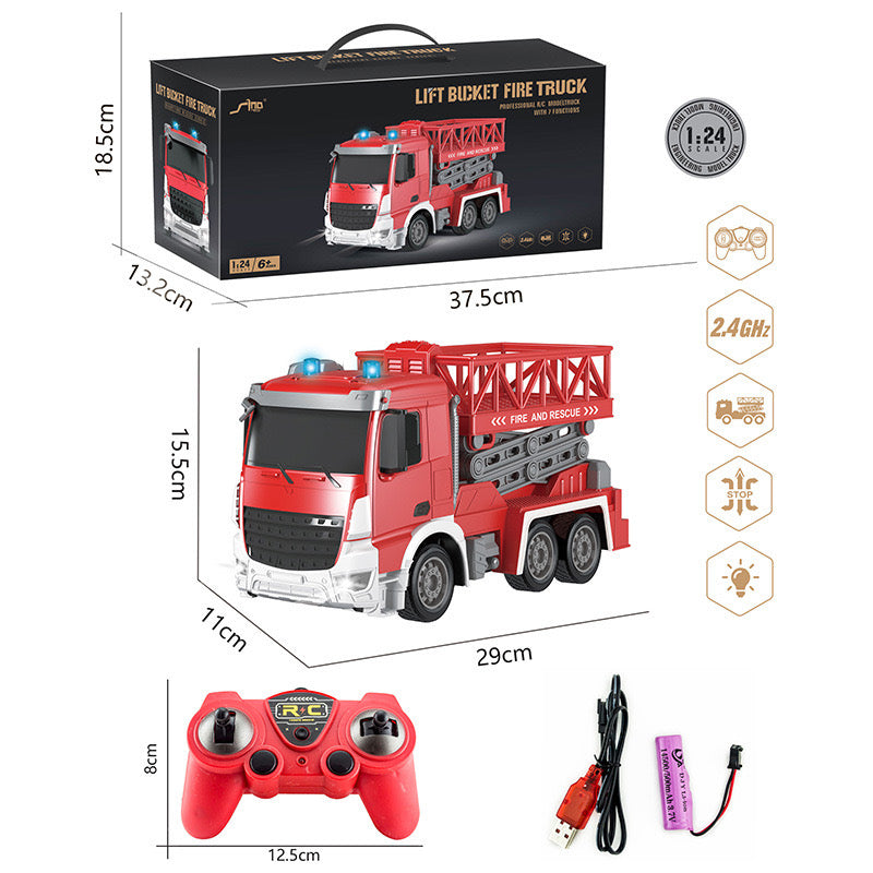 2.4G RC Truck Remote Control Car Fire Engine Elevating Ladde Truck For Kid Gift