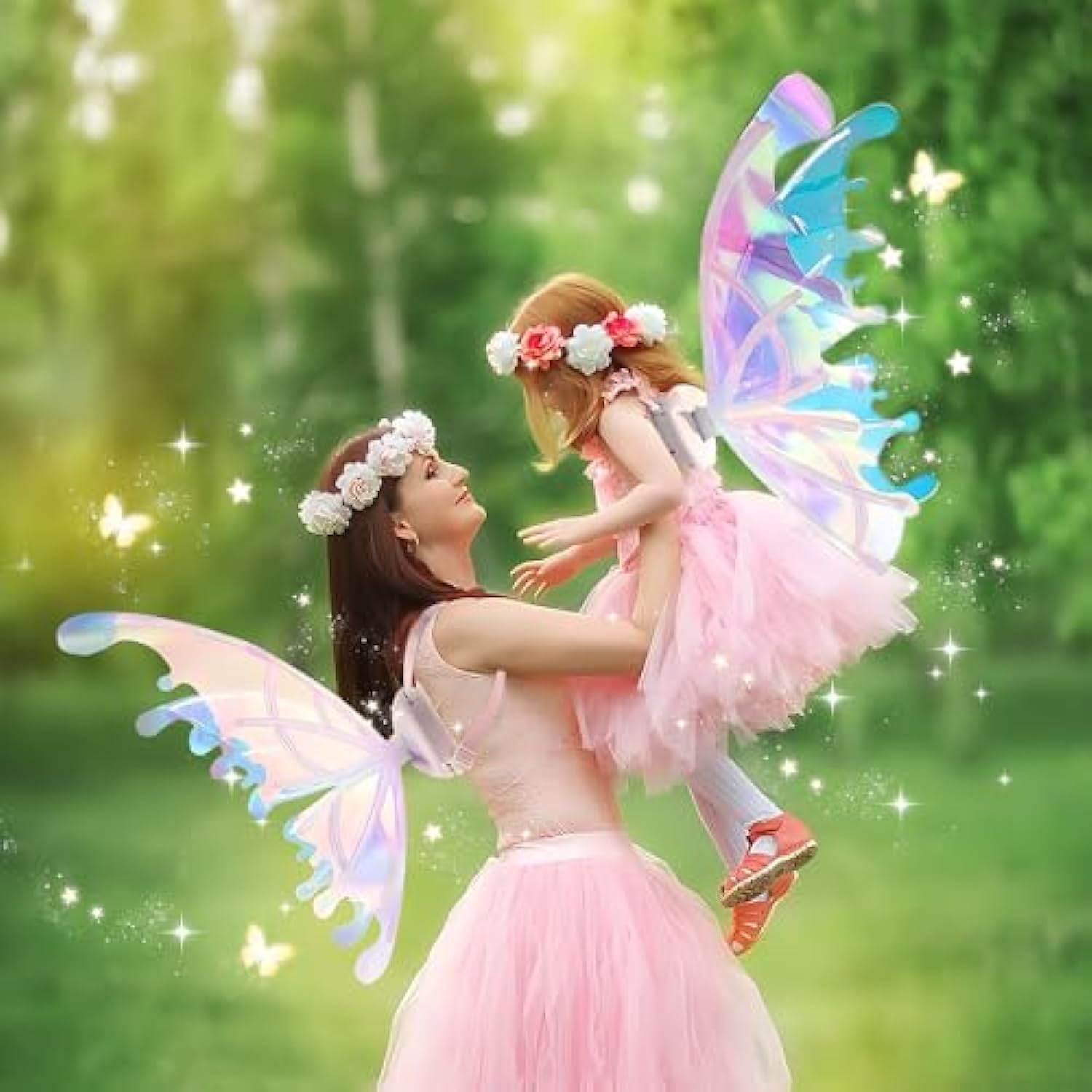 Electric Fairy Wings Costume Dress Up Moving Sparkling Glowing Wings for Girls