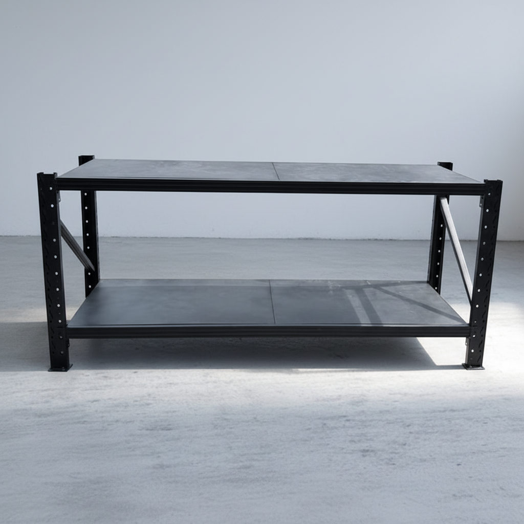 Cold-rolled steel starter shelving bay 90 x 200 x 60 cm in a New Zealand workshop