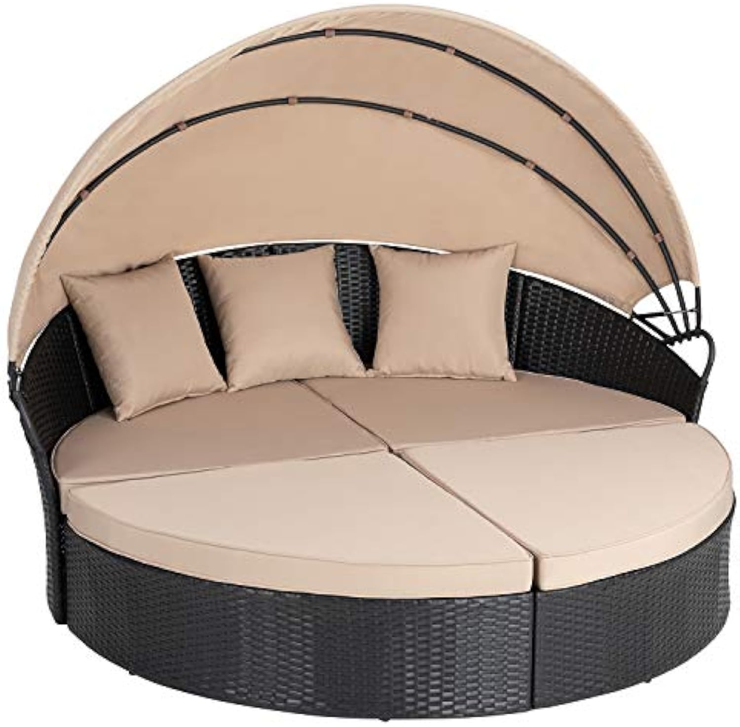 Luxury Outdoor Patio Furniture Outdoor Round Daybed with Retractable Canopy