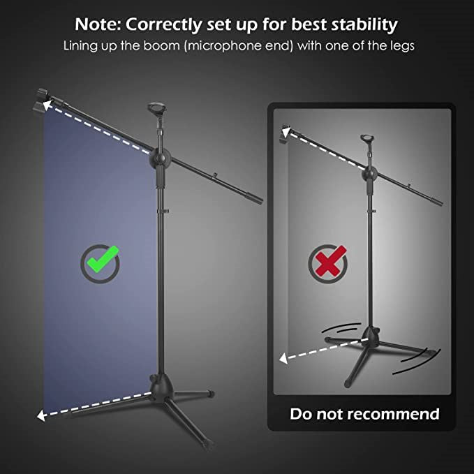 Microphone Stand - Tripod Base Adjustable Height