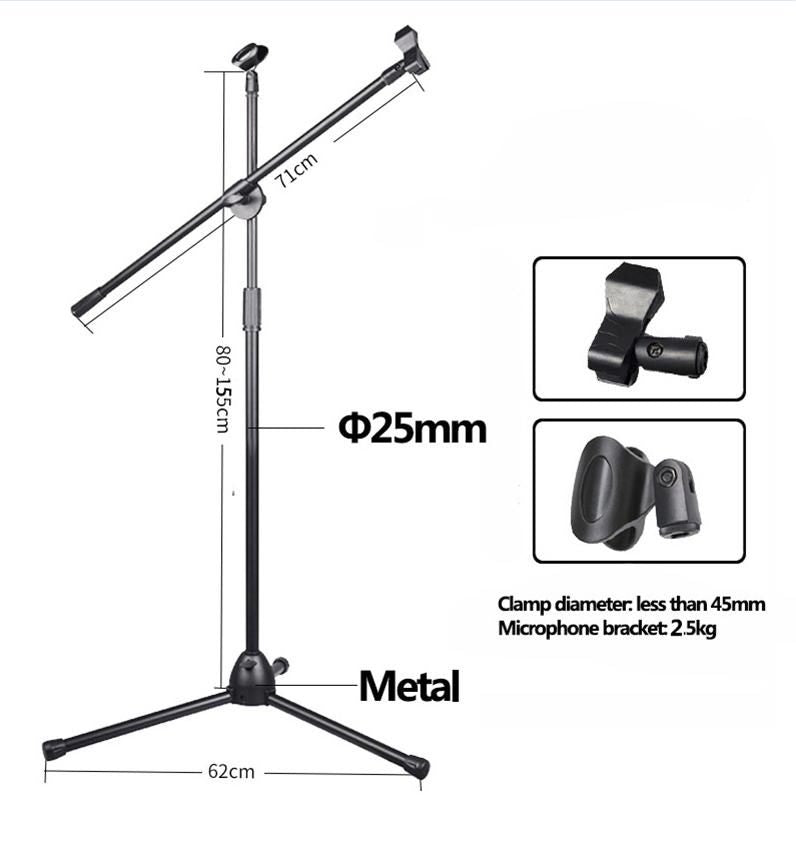 Microphone Stand - Tripod Base Adjustable Height