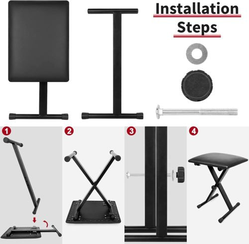 Keyboard Bench X-style Adjustable Padded