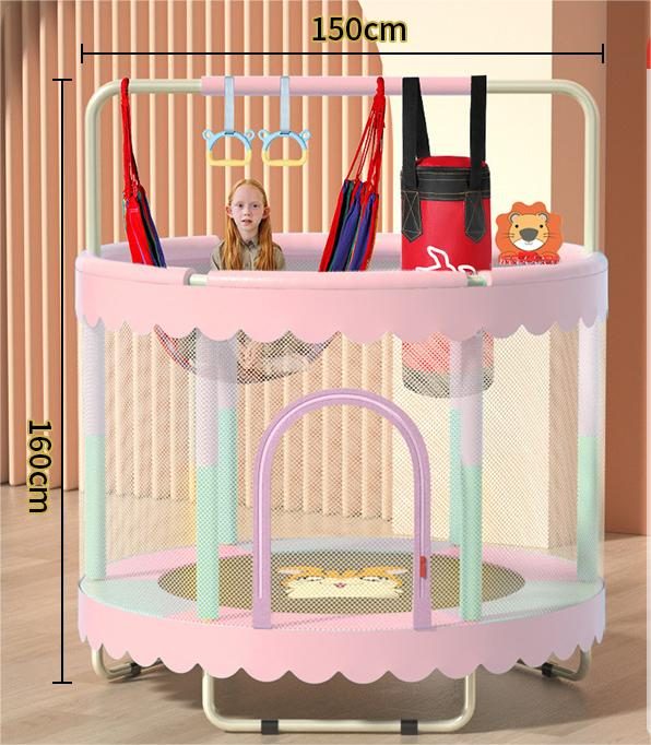 Multifunctional Mini Kids Trampoline with Enclosure Net for Family Game