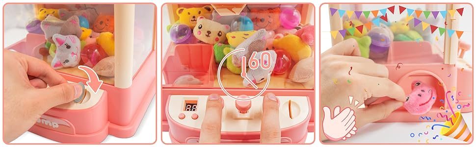 Mini Claw Machine Toy Electronic Arcade Game Prize Candy Birthday Toy For Kids