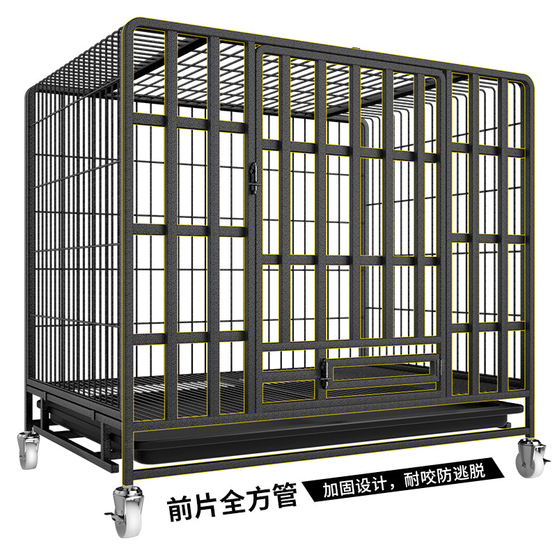 Black 125CM Metal Pet Cage 2 Doors with Wheels