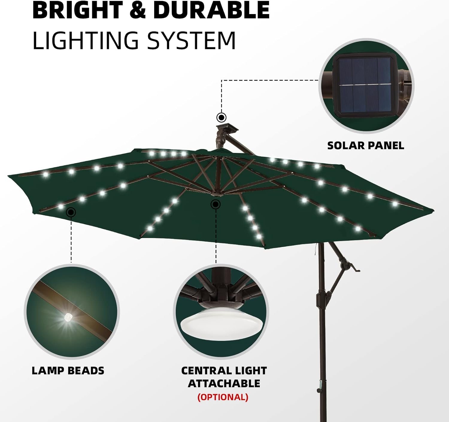 Outdoor Umbrella Cafe Umbrella Market Umbrella With Light and Waterbase