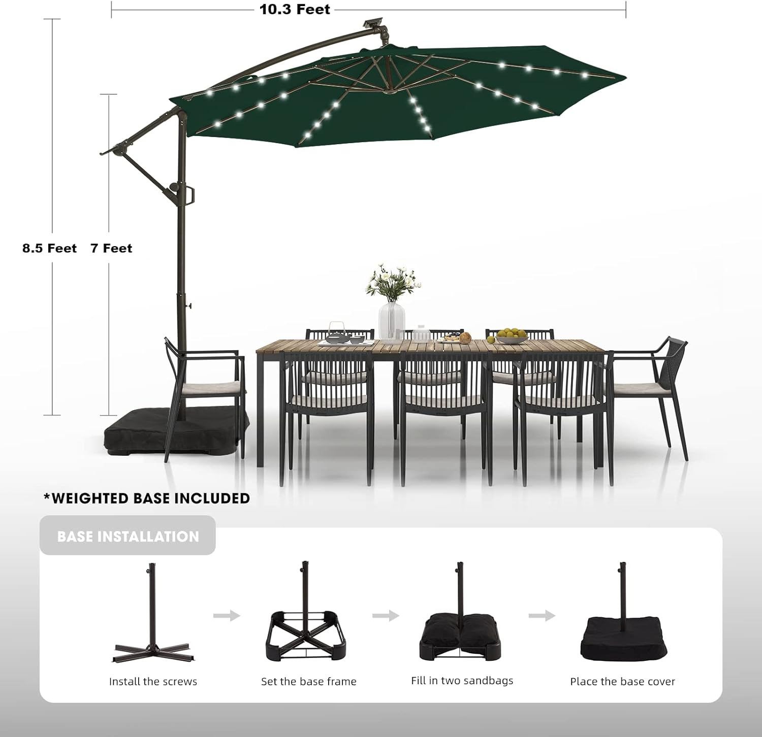 Outdoor Umbrella Cafe Umbrella Market Umbrella With Light and Waterbase