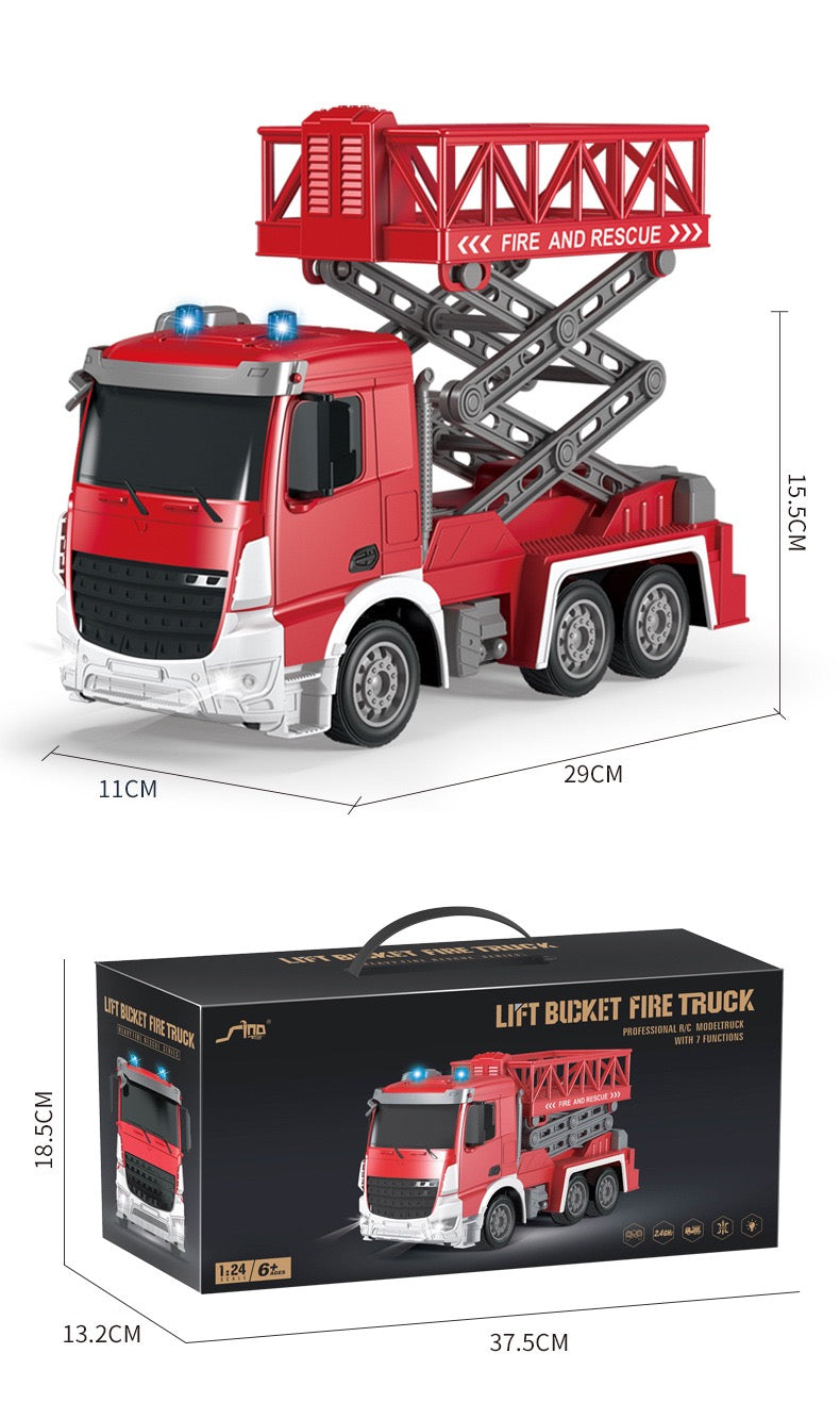 2.4G RC Truck Remote Control Car Fire Engine Elevating Ladde Truck For Kid Gift