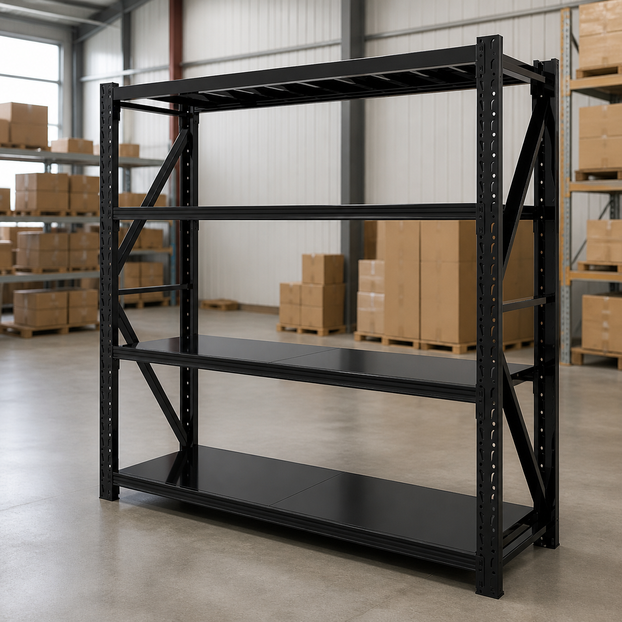 Industrial steel shelving starter bay 200 × 200 × 60 cm in a warehouse setting