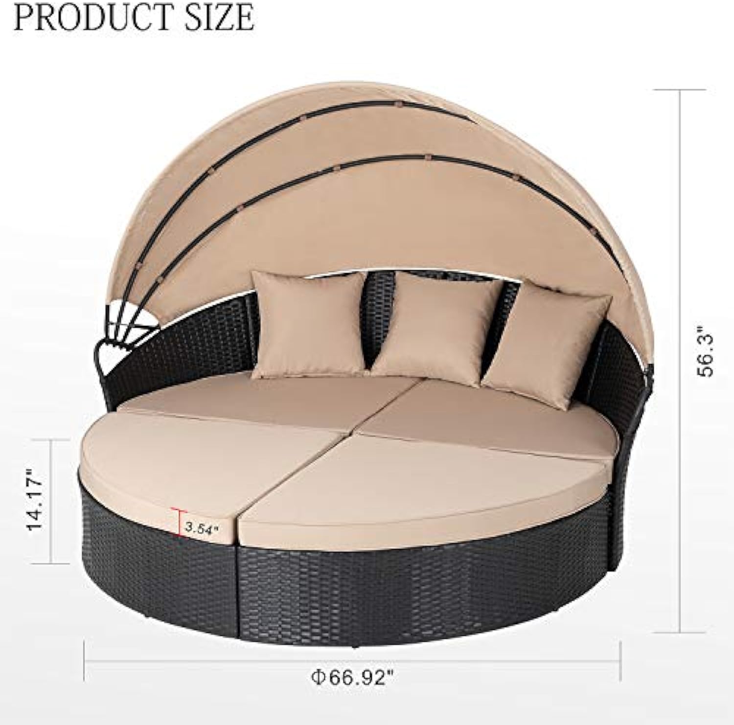 Luxury Outdoor Patio Furniture Outdoor Round Daybed with Retractable Canopy